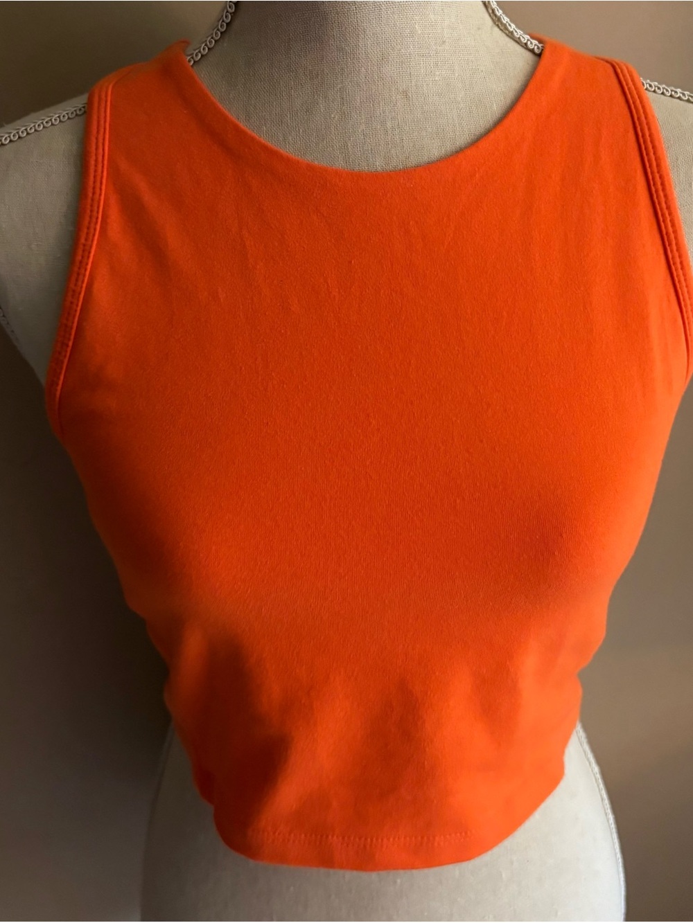 tek gear Essential Gear Bright Orange Ribbed Crop Tank Top - Picture 4 of 5